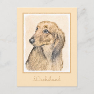 Dackel (langhaarige Malerei) - Originale Hundekuns Postkarte