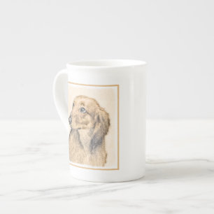 Dackel (langhaarige Malerei) - Originale Hundekuns Prozellantasse