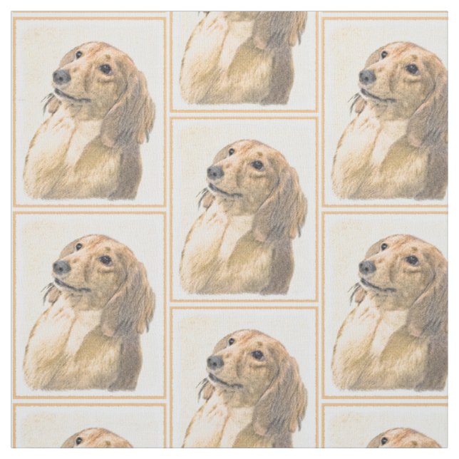 Dackel (langhaarige Malerei) - Originale Hundekuns Stoff (Muster)