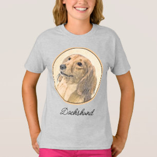 Dackel (langhaarige Malerei) - Originale Hundekuns T-Shirt