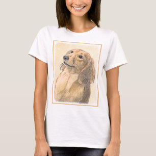 Dackel (langhaarige Malerei) - Originale Hundekuns T-Shirt