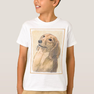 Dackel (langhaarige Malerei) - Originale Hundekuns T-Shirt