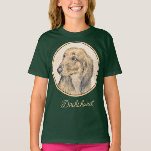 Dackel (langhaarige Malerei) - Originale Hundekuns T-Shirt