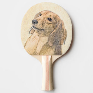 Dackel (langhaarige Malerei) - Originale Hundekuns Tischtennis Schläger