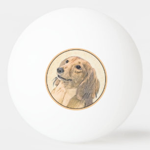 Dackel (langhaarige Malerei) - Originale Hundekuns Tischtennisball