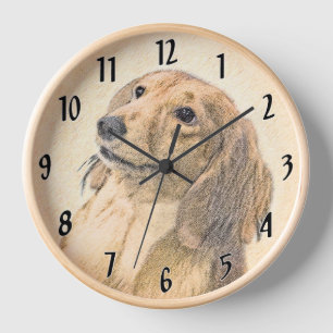 Dackel (langhaarige Malerei) - Originale Hundekuns Uhr