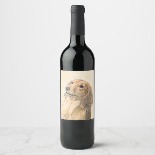 Dackel (langhaarige Malerei) - Originale Hundekuns Weinetikett