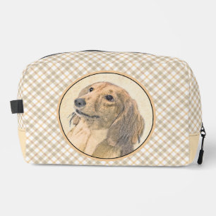 Dackel Langhaariges Rotes Gemälde Original Hundkun Waschbeutel