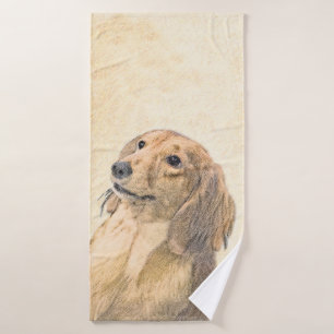 Dackel (längliche Malerei) - Original Hundekunst Badhandtuch Set