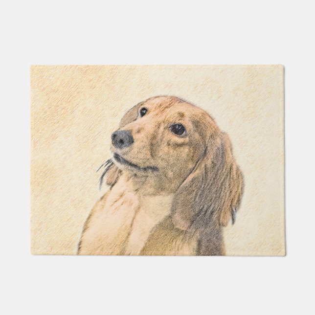 Dackel (längliche Malerei) - Original Hundekunst Fußmatte (Vorderseite)