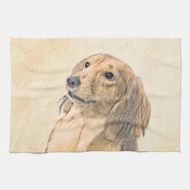 Dackel (längliche Malerei) - Original Hundekunst Handtuch (Horizontal)