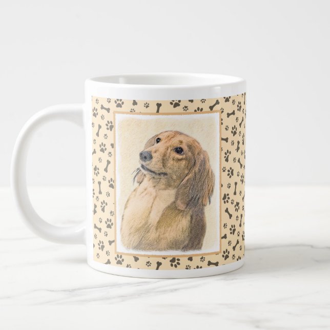 Dackel (längliche Malerei) - Original Hundekunst Jumbo-Tasse (Links)