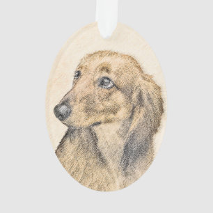Dackel (längliche Malerei) - Original Hundekunst Ornament