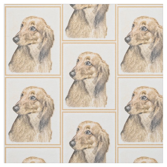 Dackel (längliche Malerei) - Original Hundekunst Stoff (Muster)