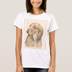 Dackel (längliche Malerei) - Original Hundekunst T-Shirt