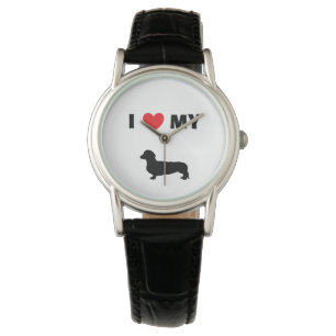 "Dackel-" Leder-Uhr Armbanduhr