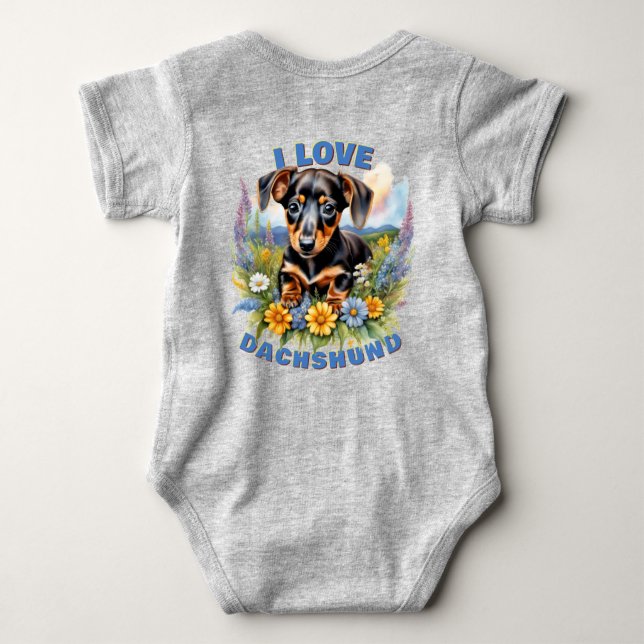 Dackel Liebe Baby Bodysuit Strampler (Rückseite)