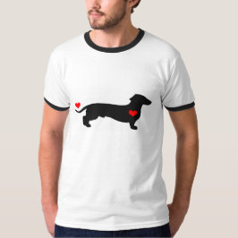 Dackel Liebe - Hund mit roten Herzen T-Shirt