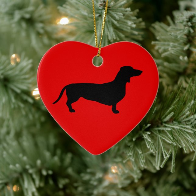 Dackel Liebe Keramik Ornament (Baum)