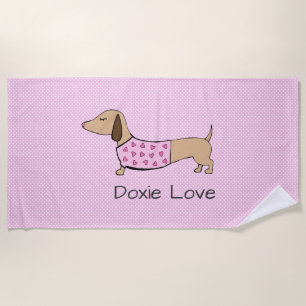 Dackel Liebe Pink Polka Dot Poolside Geschenk Strandtuch