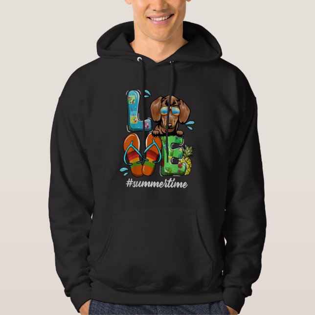 Dackel Liebe Sommerzeit Hund Funny im Juli Sommer Hoodie (Vorderseite)