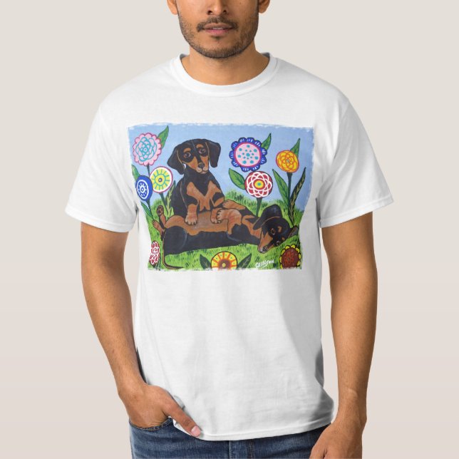 Dackel-Liebe, T-Shirt zu spielen (Vorderseite)