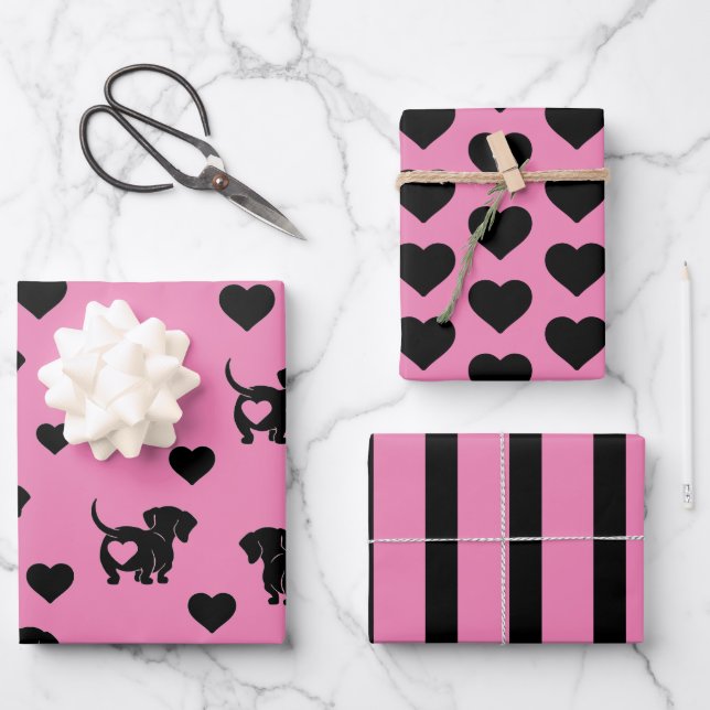 Dackel Liebe Wrapping Paper Set Geschenkpapier Set (Vorderseite)
