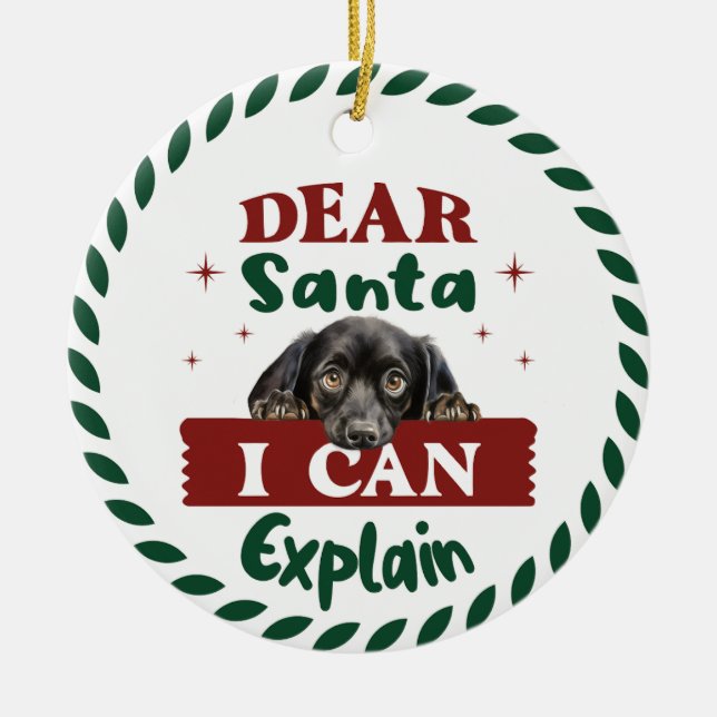 Dackel: Lieber Weihnachten kann erklären Keramik Ornament (Vorne)