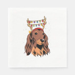 Dackel Long Hair Rentier Weihnachtsbaumleuchten Serviette