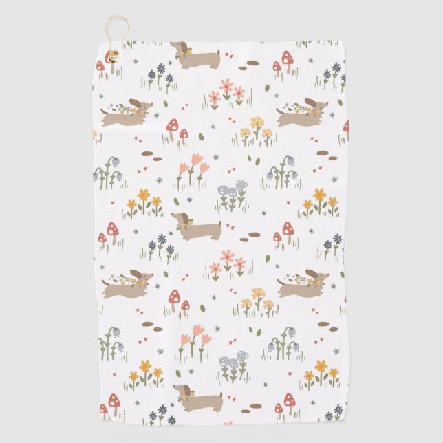 Dackel Lover Weiner Hunde Wurst Hunde Wildblume Golfhandtuch (Vorderseite)