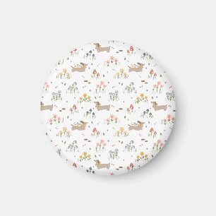 Dackel Lover Weiner Hunde Wurst Hunde Wildblume Magnet