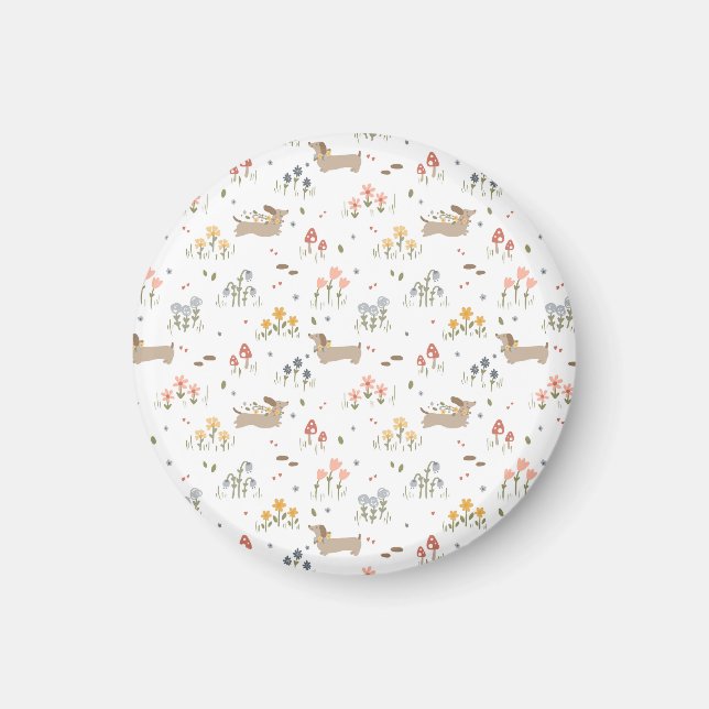 Dackel Lover Weiner Hunde Wurst Hunde Wildblume Magnet (Vorne)