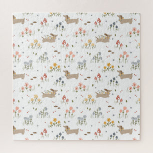 Dackel Lover Weiner Hunde Wurst Hunde Wildblume Puzzle