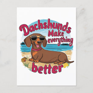 Dackel machen alles besser postkarte