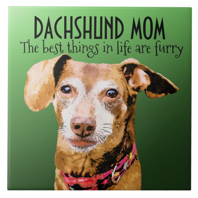 Dackel Mama Keramik Tile Fliese (Vorderseite)