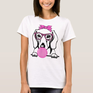 Dackel Mama mit Kaugummi Bandanalbrille T-Sh T-Shirt