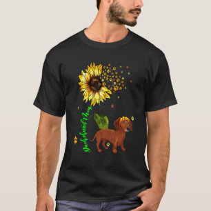 Dackel Mama Niedlich Sonnenblumen Hunde Paws Eigen T-Shirt
