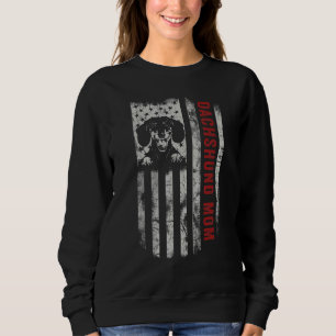Dackel Mama Vintag amerikanische Flagge Patriotisc Sweatshirt