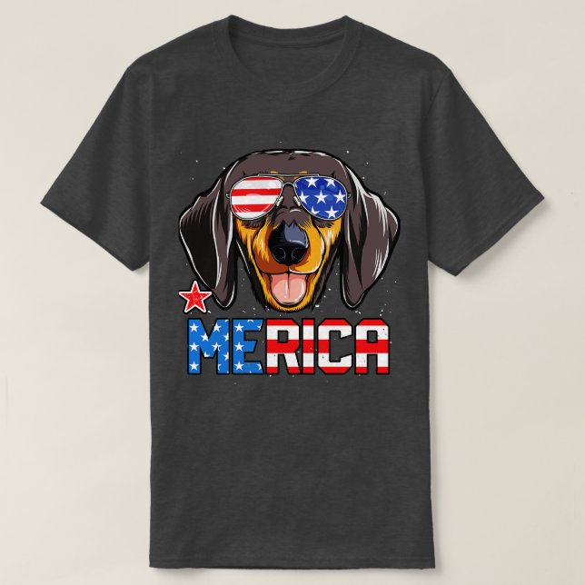 Dackel Merica 4. Juli T Kinder Jungen Hunde Pupp T-Shirt (Design vorne)