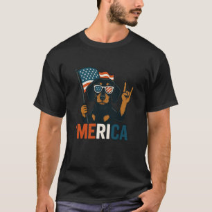 Dackel Merica American Flag 4. Juli Hunde Lov T-Shirt