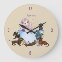 Dackel Mermaid Bath Time Wall Clock