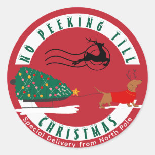 Dackel Merry & Bright Dackel Weihnachten Runder Aufkleber