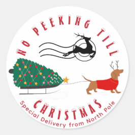 Dackel Merry & Bright Dackel Weihnachten Runder Aufkleber