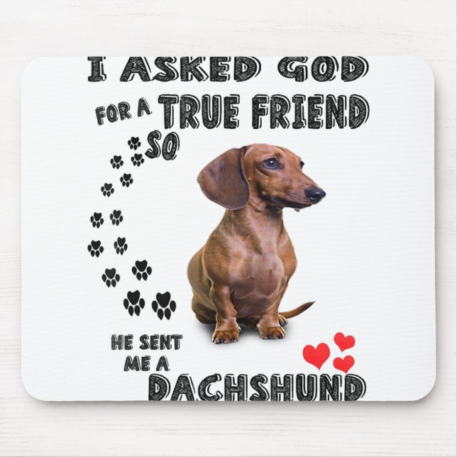 Dackel Miniaturgeschenk, Wursthund, Würstchen Wog, Mousepad (Vorne)