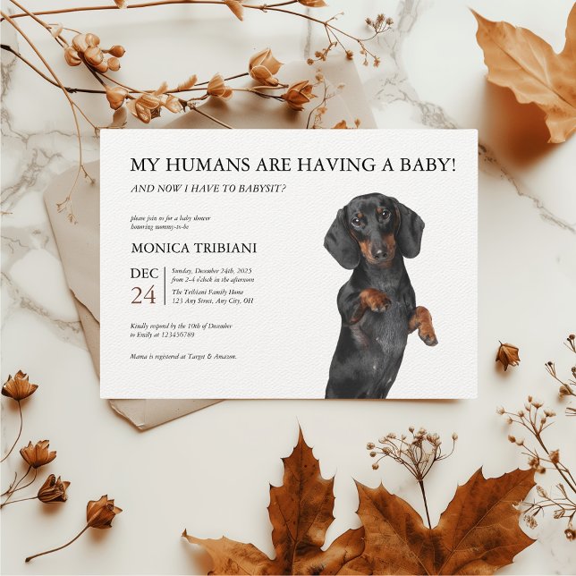 Dackel Minimalistische Welpen-Kinderdusche Einladung (Dachshund Baby Shower Invitation)