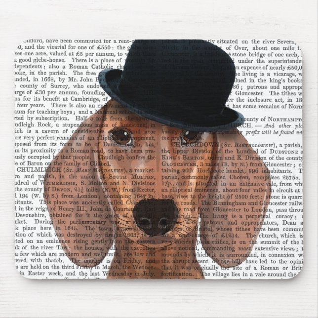 Dackel mit Black Bowler Hat Mousepad (Vorne)