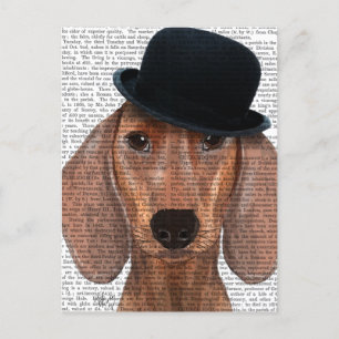 Dackel mit Black Bowler Hat Postkarte