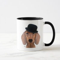 Dackel mit Black Bowler Hat