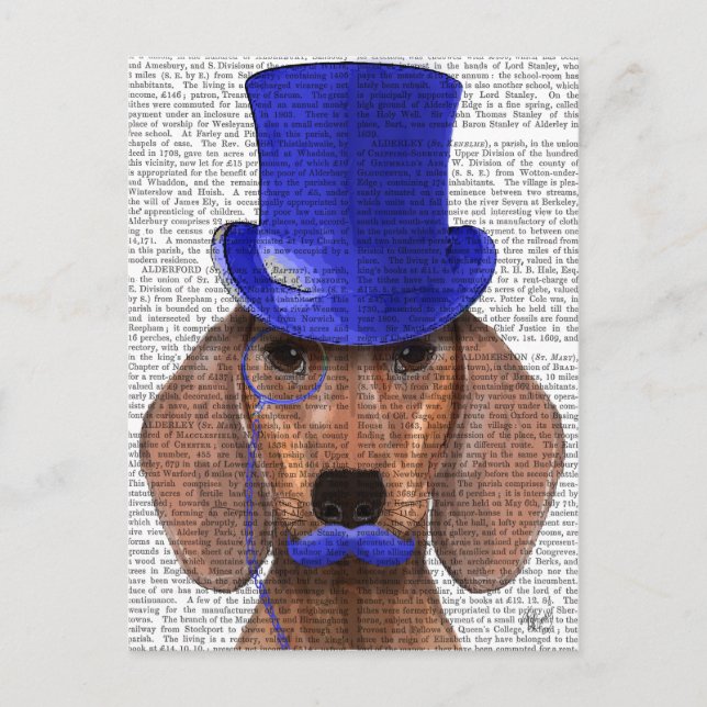 Dackel mit Blue Top Hat und Blue Mustache Postkarte (Vorderseite)