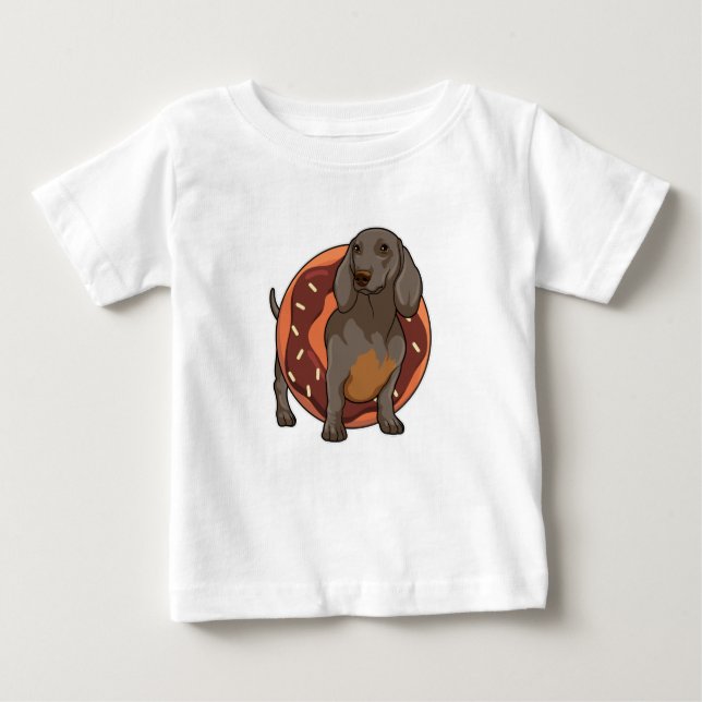Dackel mit Donut Baby T-shirt (Vorderseite)